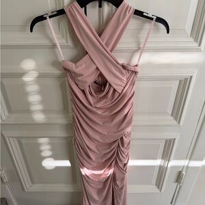 Sleeveless Ruched Pink Dress